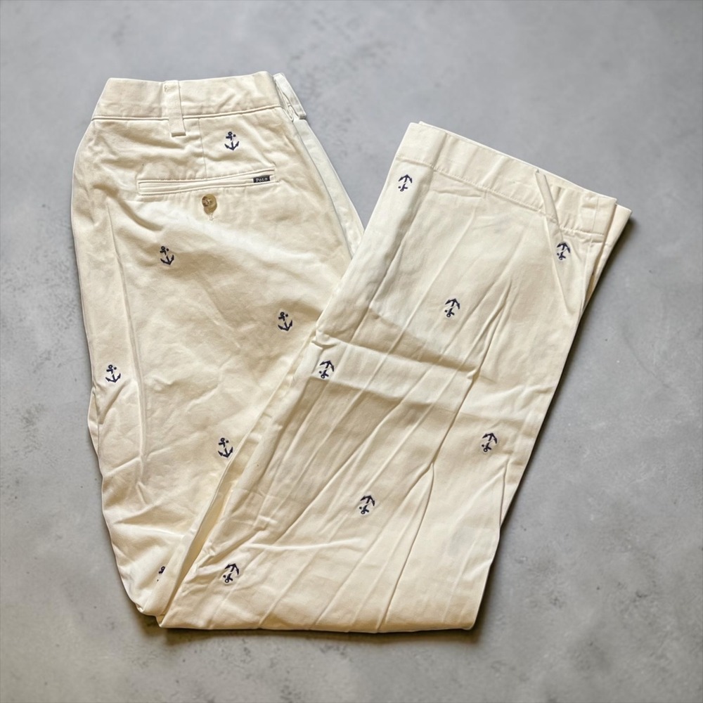 Polo Ralph Lauren Mens Classic Fit White Embroidered Anchor Chino Pants SZ 36 30 - Picture 2 of 12